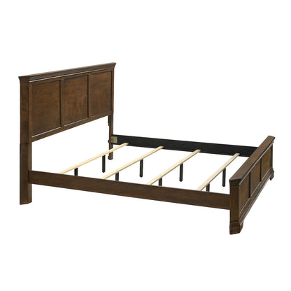 Maderne Traditional Wood Panel Bed, King, Antique Walnut Finish