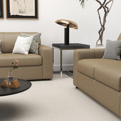 Sakan Leather 3-Pc Living Room Set, Sofa Loveseat and Chair, Beige