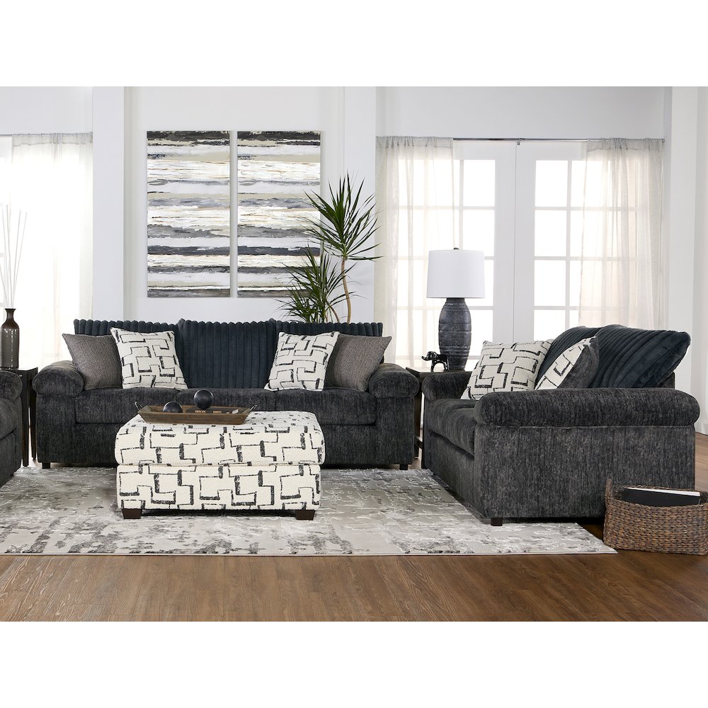 Nason Wide Wale Corduroy Sofa, Loveseat, and Ottoman Set, Charcoal
