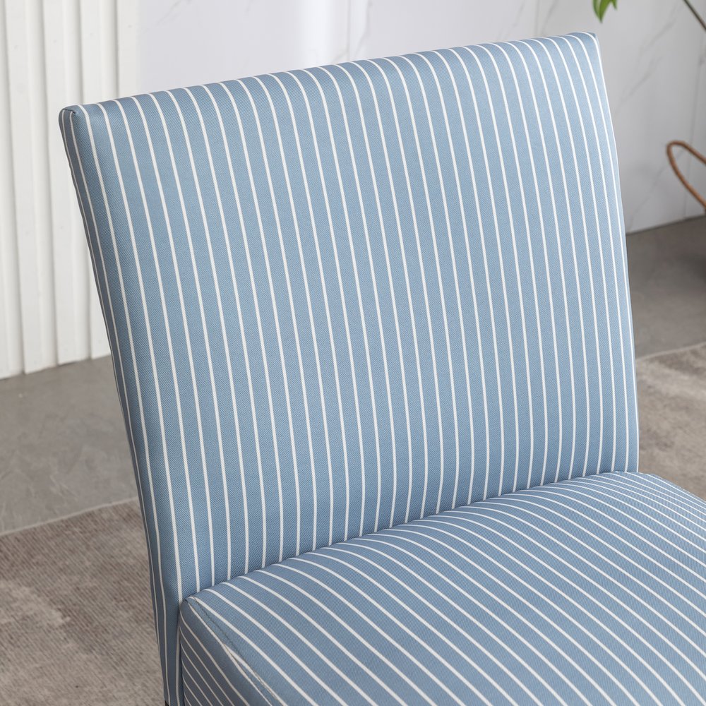 Botticelli Blue Stripe Upholstered Slipper Accent Chair