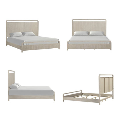 Tavari 3-PC King Bedroom Set with Panel Bed and Two Nightstands in Light Gray