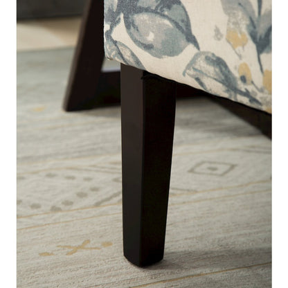 Capa Print Fabric Armless Contemporary Accent Chair, Blue Leaves