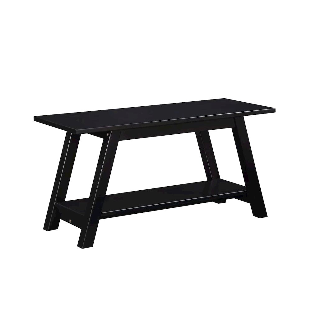 Elyz Solid Wood Bench with Shelf, 36.10-Inch Long