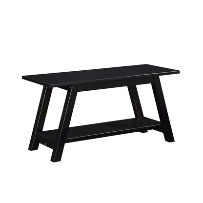 Elyz Solid Wood Bench with Shelf, 36.10-Inch Long