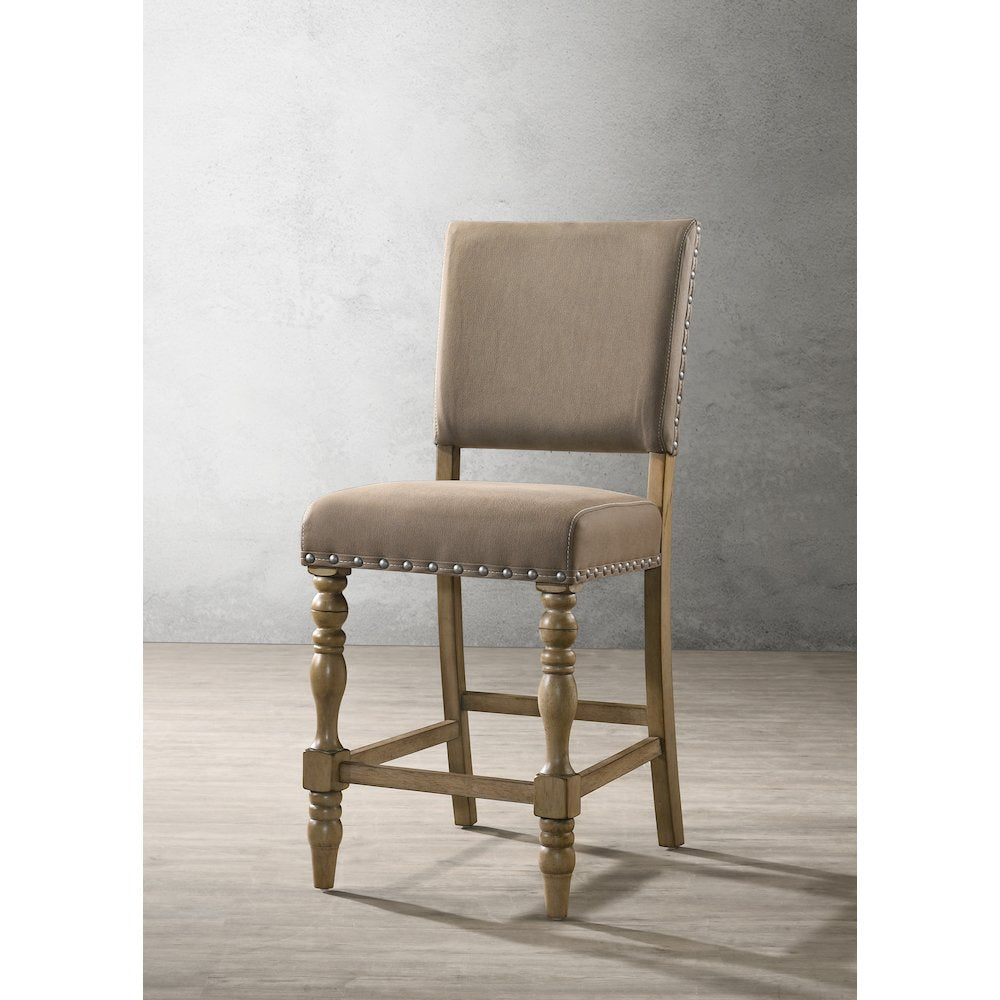 Birmingham 7-Pc Driftwood Table with Nail Head Chairs Counter Height Dining Set