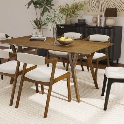 Lavin Contemporary Walnut Finish Dining Table with Solid Wood Base