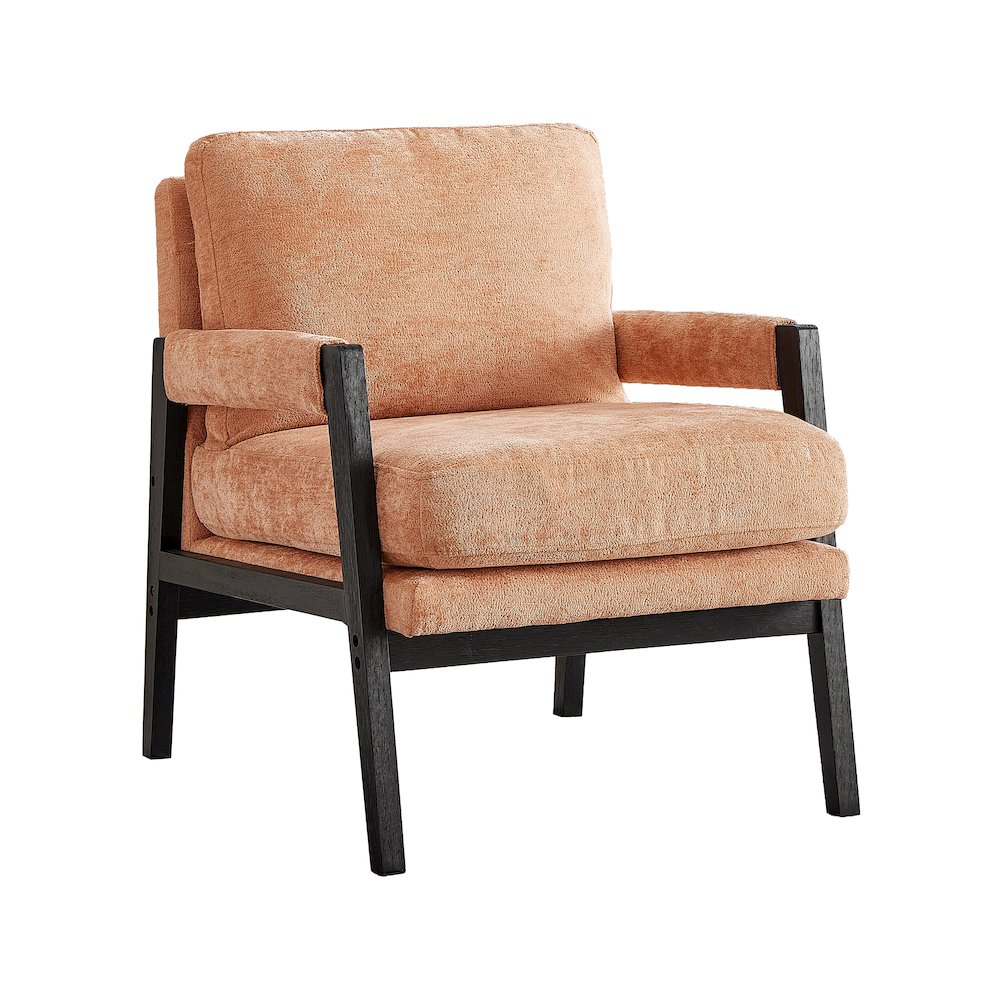 Kelly Mid-Century Modern Chenille Upholstered Accent Armchair, Orange