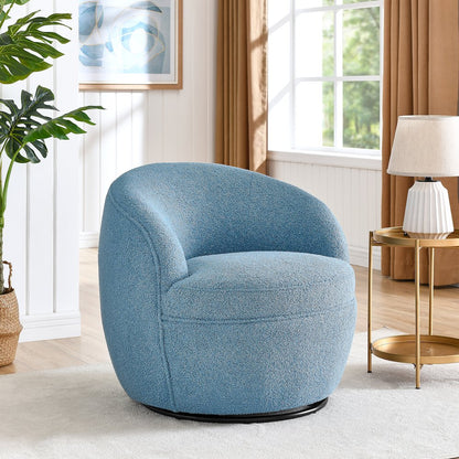 Galleria 360 Swivel Teddy Sherpa Barrel Chair, Blue