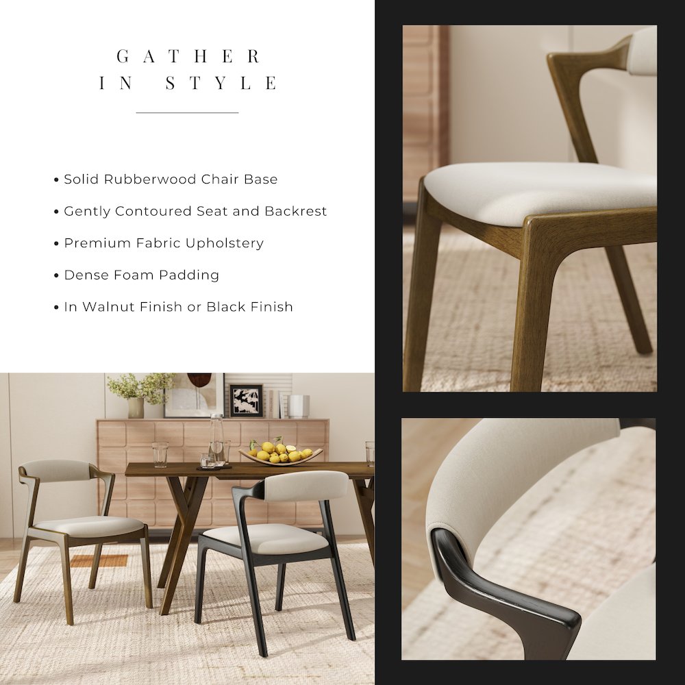 Lavin Modern 7-Piece Dining Set, Dining Table with 2 Walnut and 4 Black Chairs