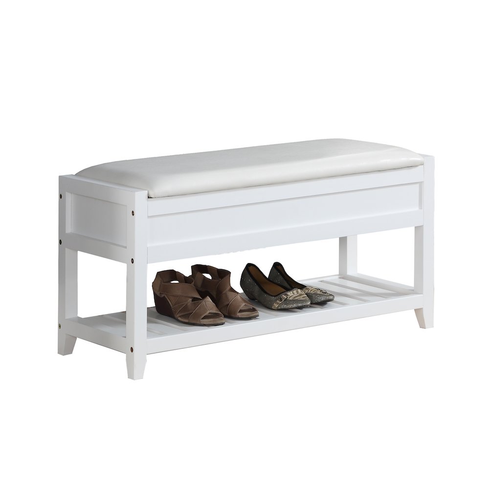 Rouen Clean White Seating Bench with Shoe Storage