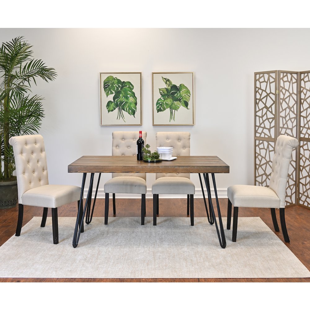Ashford 6-Pc Dining Set, Hairpin Dining Table with 4 Chairs and Bench, Tan