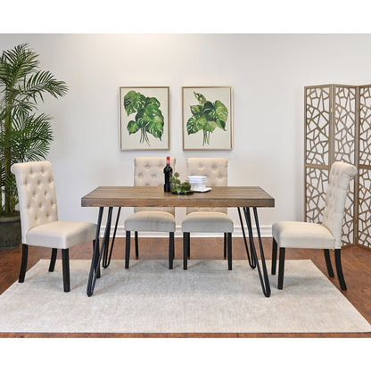 Ashford 6-Pc Dining Set, Hairpin Dining Table with 4 Chairs and Bench, Tan