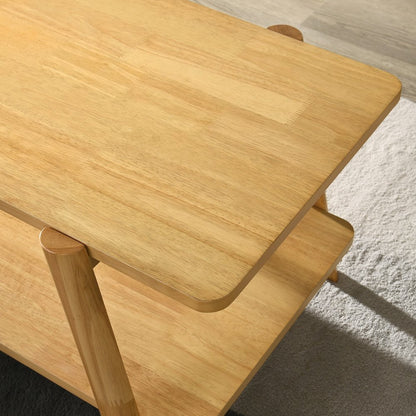 Metz Mid-Century Modern Wood Shelf End Table, Natural Oak Finish