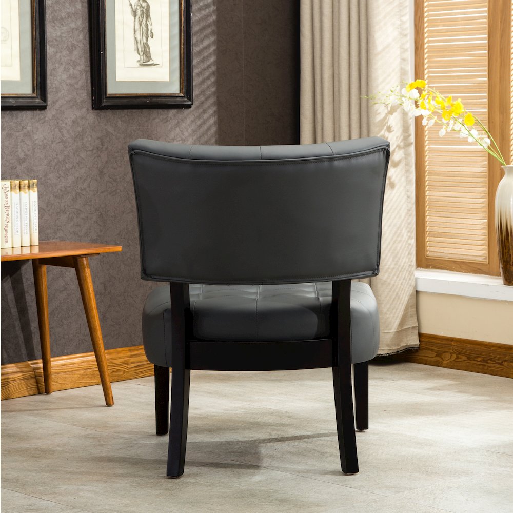 Movile Blended Gray Leather Tufted Accent Chair with Oversized Seating