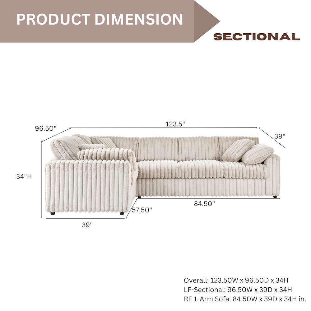 Belvoir 2-PC Living Room Set, L-shape Sectional and Accent Ottoman