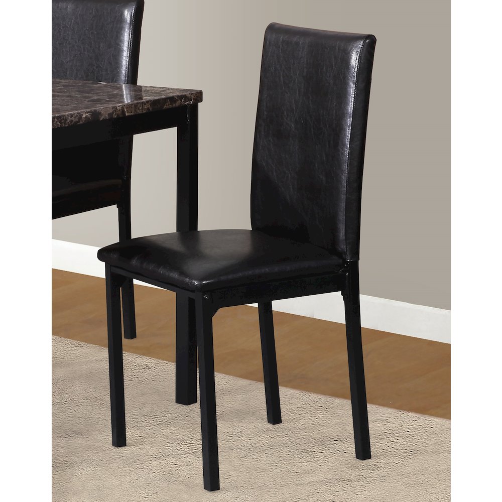 Citico 5-Pc Dinette Set with Faux Marble Top, White Table with Black Chairs
