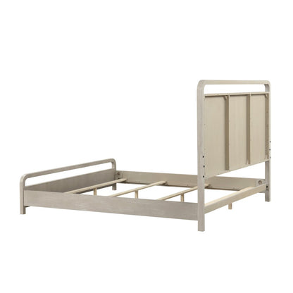 Tavari Wood Panel Bed, Light Gray Finish, Queen