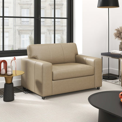Sakan Leather 3-Pc Living Room Set, Sofa Loveseat and Chair, Beige