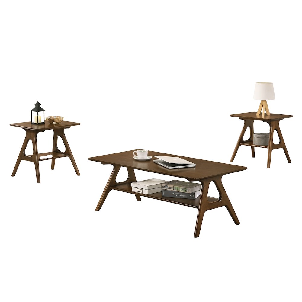 Arona Mid-Century Modern Wood 3-Pc Coffee Table Set