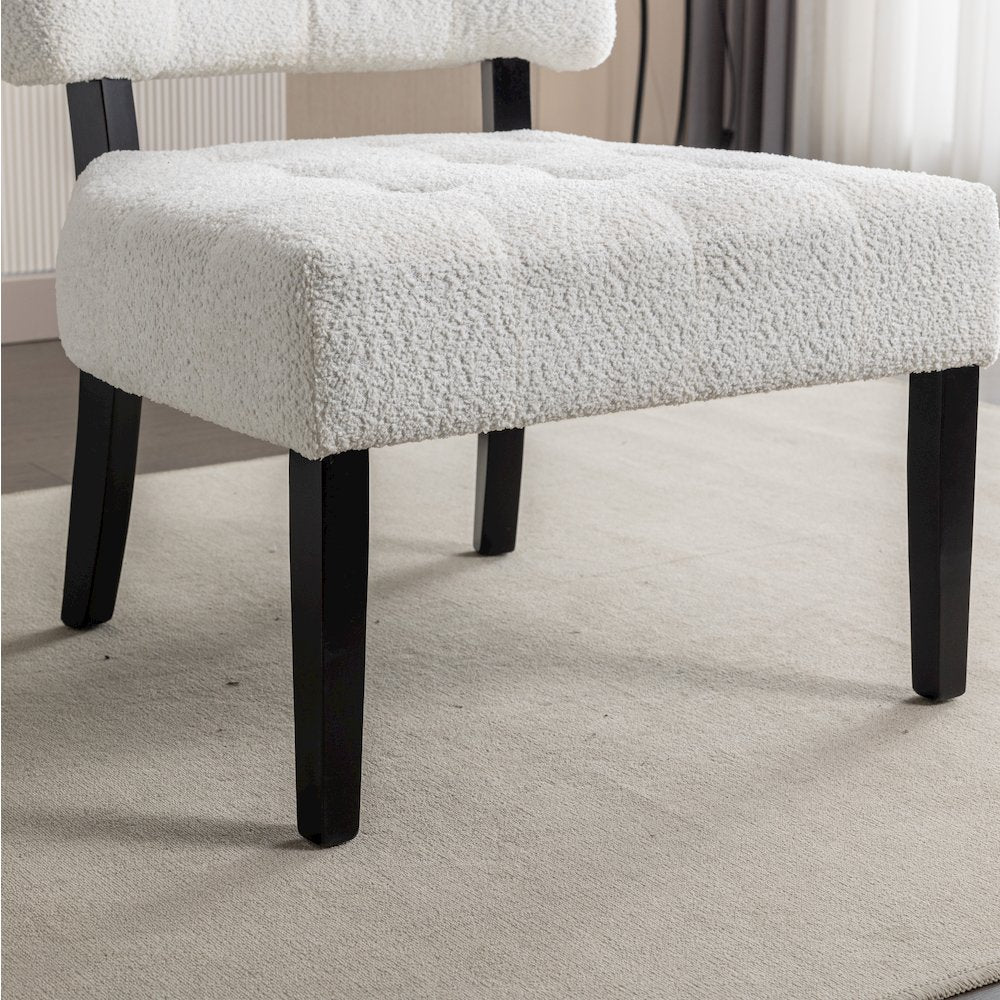 Movile Boucle Tufted Accent Chair with Oversized Seating, White