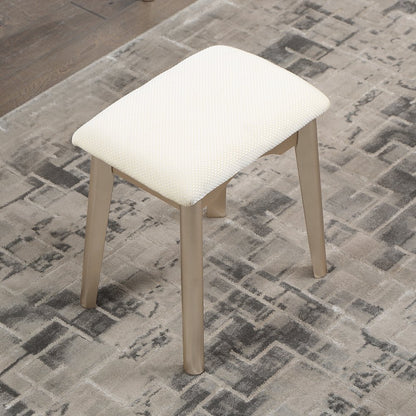 Maly Contemporary Wood Vanity and Stool Set, Gold