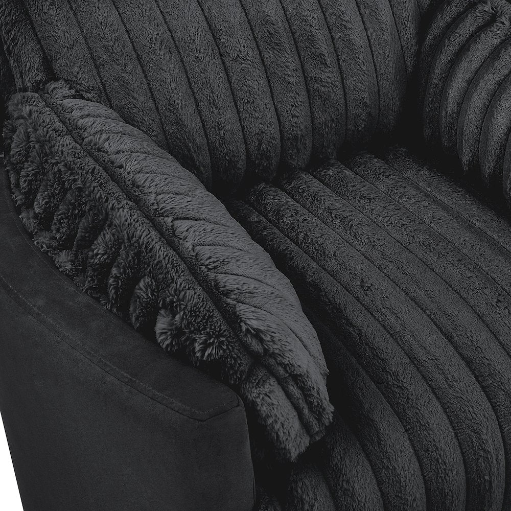 Bocaton Wide Wale Corduroy Upholstery Manual Recliner, Black