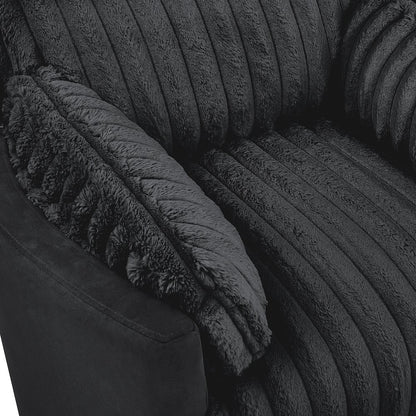 Bocaton Wide Wale Corduroy Upholstery Manual Recliner, Black
