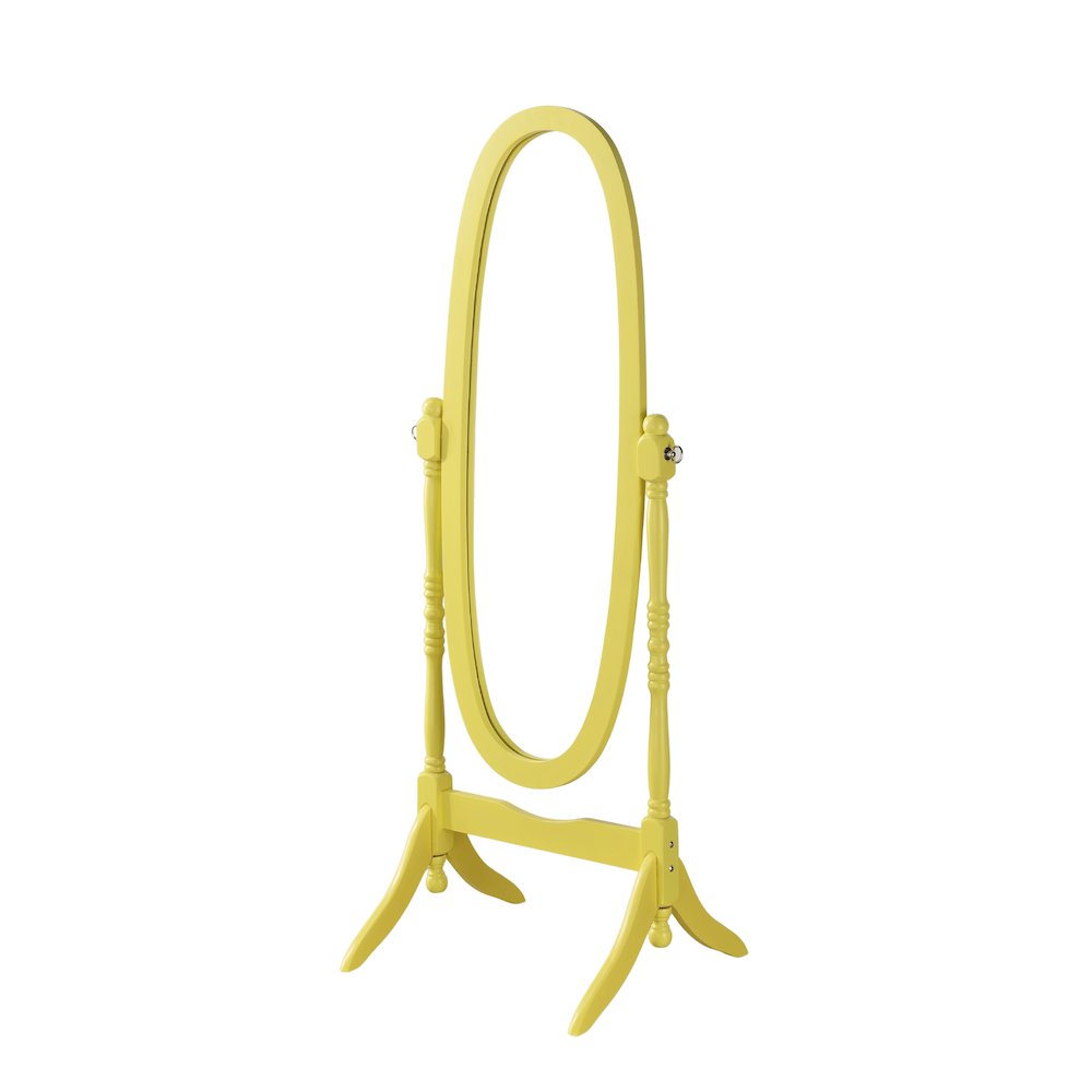 Traditional Queen Anna Style Wood Floor Cheval Mirror, Yellow Finish