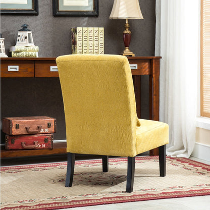 Pisano Yellow Fabric Armless Accent Chair with Matching Kidney Pillow