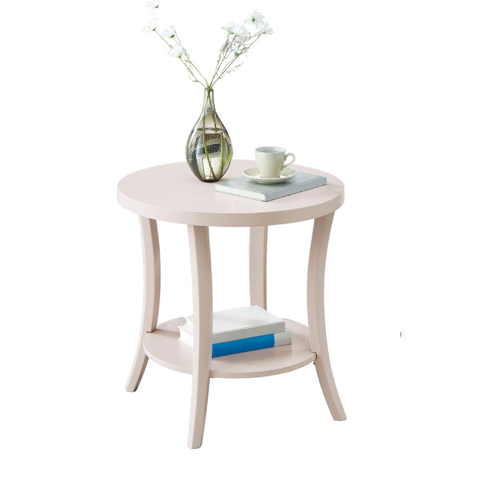 Perth Round End Table with Shelf, Pink