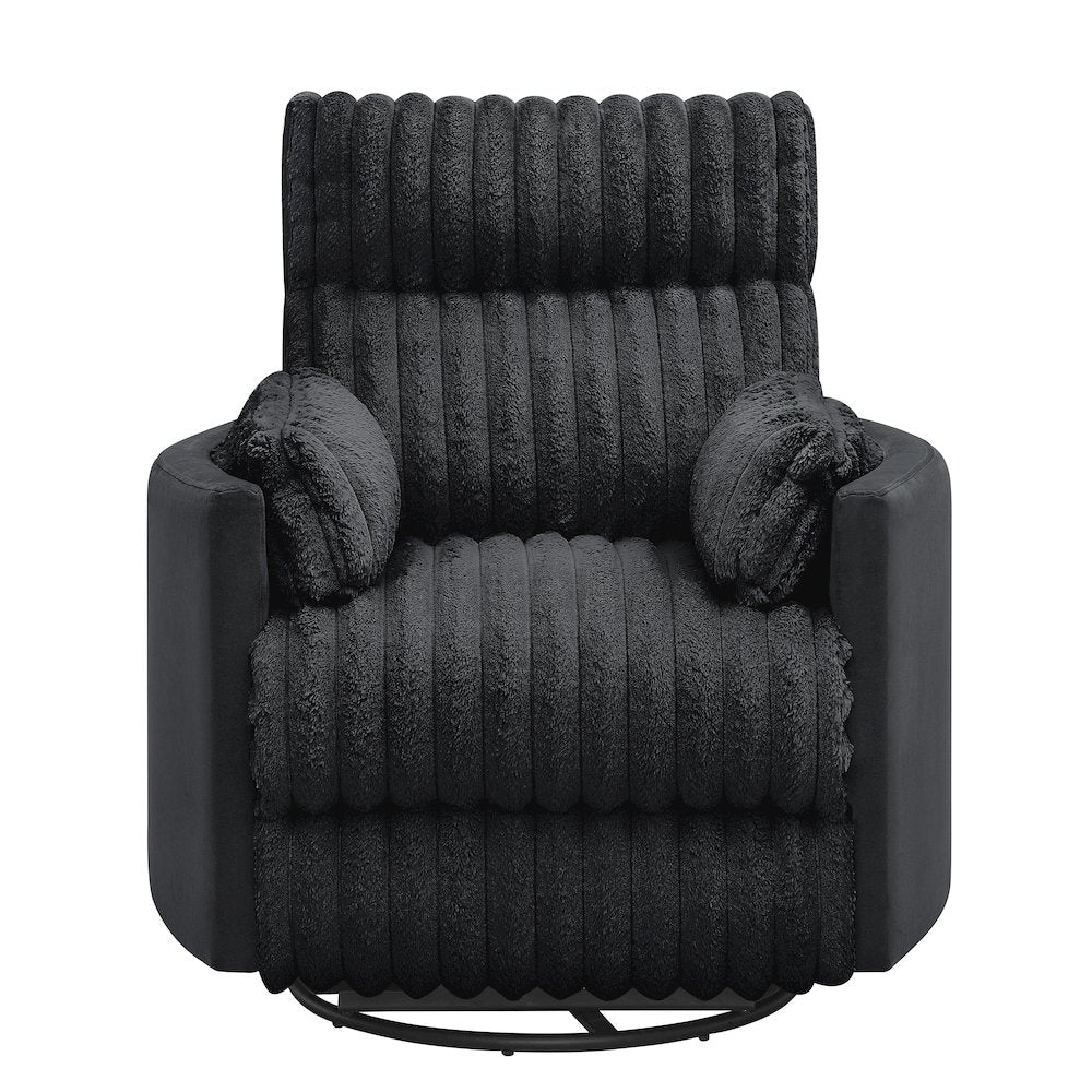Bocaton Wide Wale Corduroy Upholstery Manual Recliner, Black