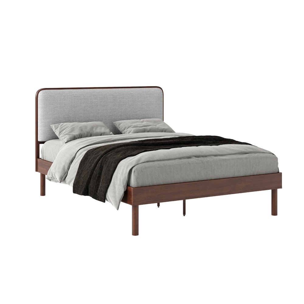 Wyller Rubberwood Platform Bed, Natural Walnut Finish, Queen