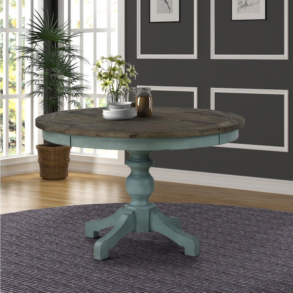 Prato 5-Piece Round Dining Table Set with Cross Back Chairs