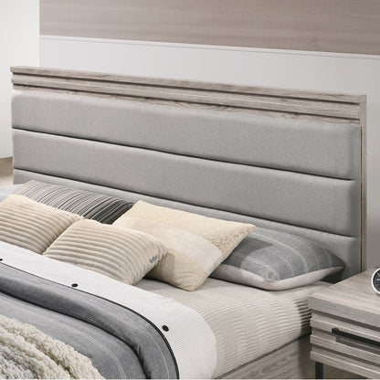 Wallbed Bed with White LED Lights, 2 Nightstands, Weathered Gray, Queen