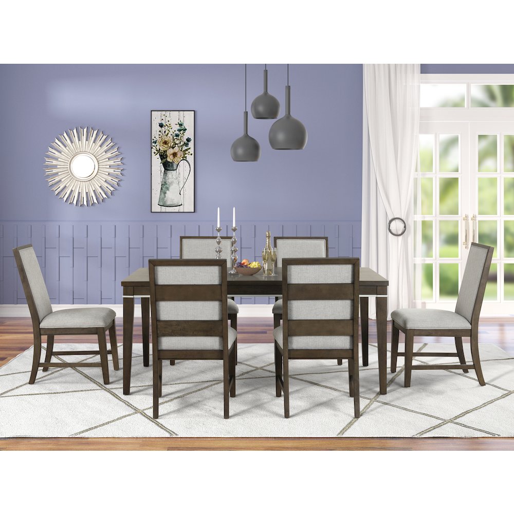 Aberll Wood Dining Room Set, Table with 6 Side Chairs, Gray