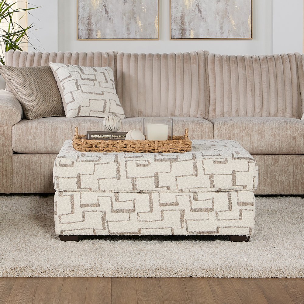 Nason Wide Wale Corduroy Sofa Chaise with Armchair and Ottoman, Parchment