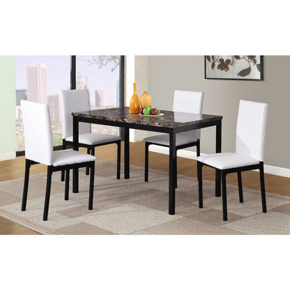 Noyes Faux Leather Seat Metal Frame White Dining Chairs , Set of 4