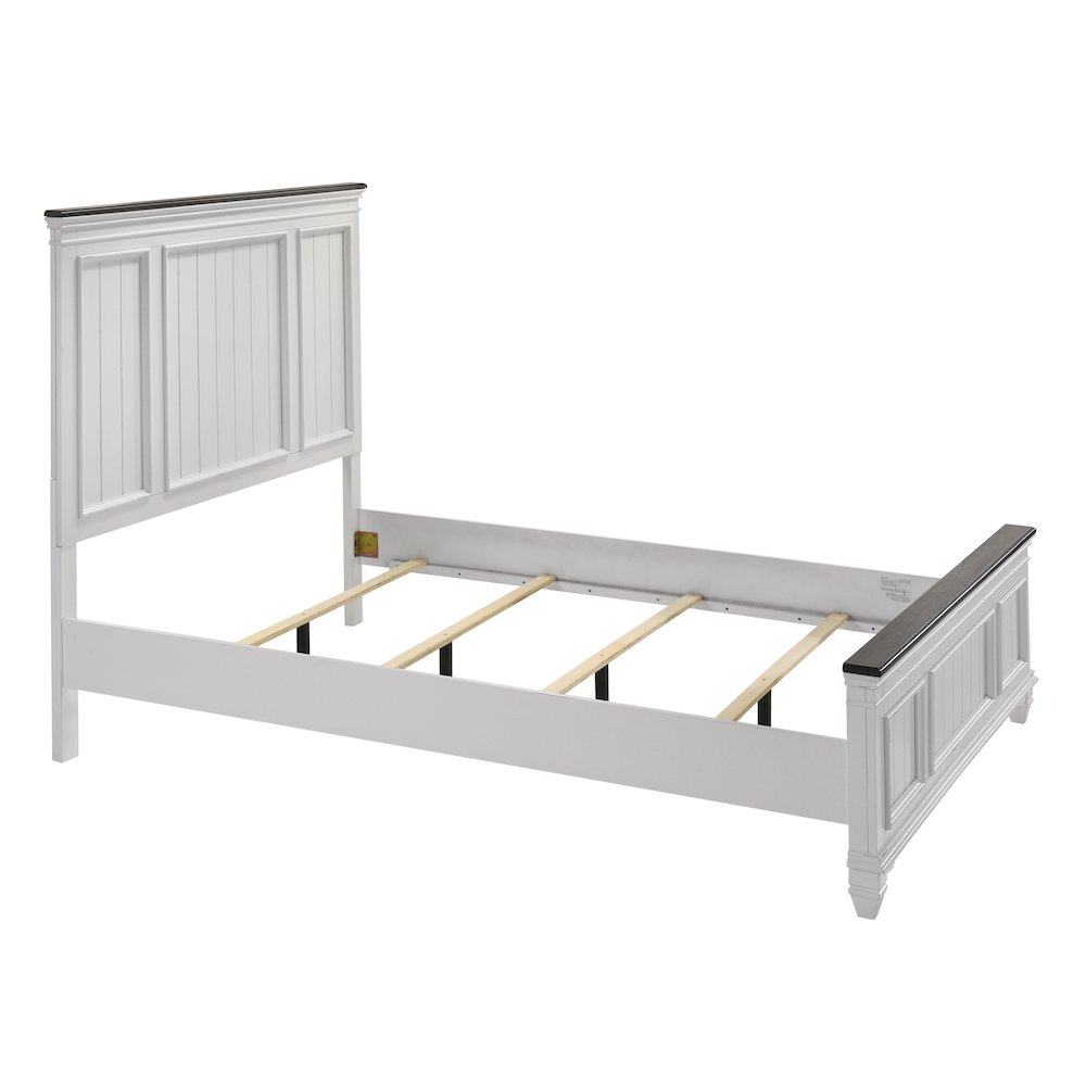 Clelane Shiplap Wood Panel Bed, Queen, Weathered White and Gray