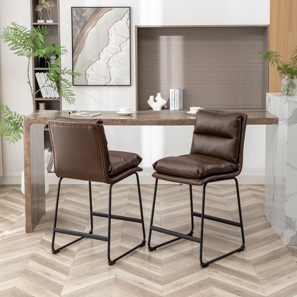 Milos Upholstered 26-inch Counter Height Stools, Set of 2