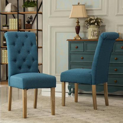 Amonia 5-Pc Dining Set, Turned-Leg Dining Table with 4 Tufted Chairs, Blue