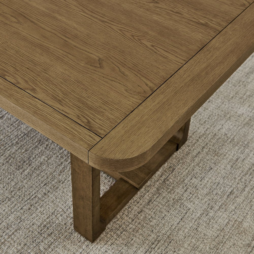 Parker 7-Piece Dining Set, Trestle Dining Table with 6 Stylish Chairs, Light Oak
