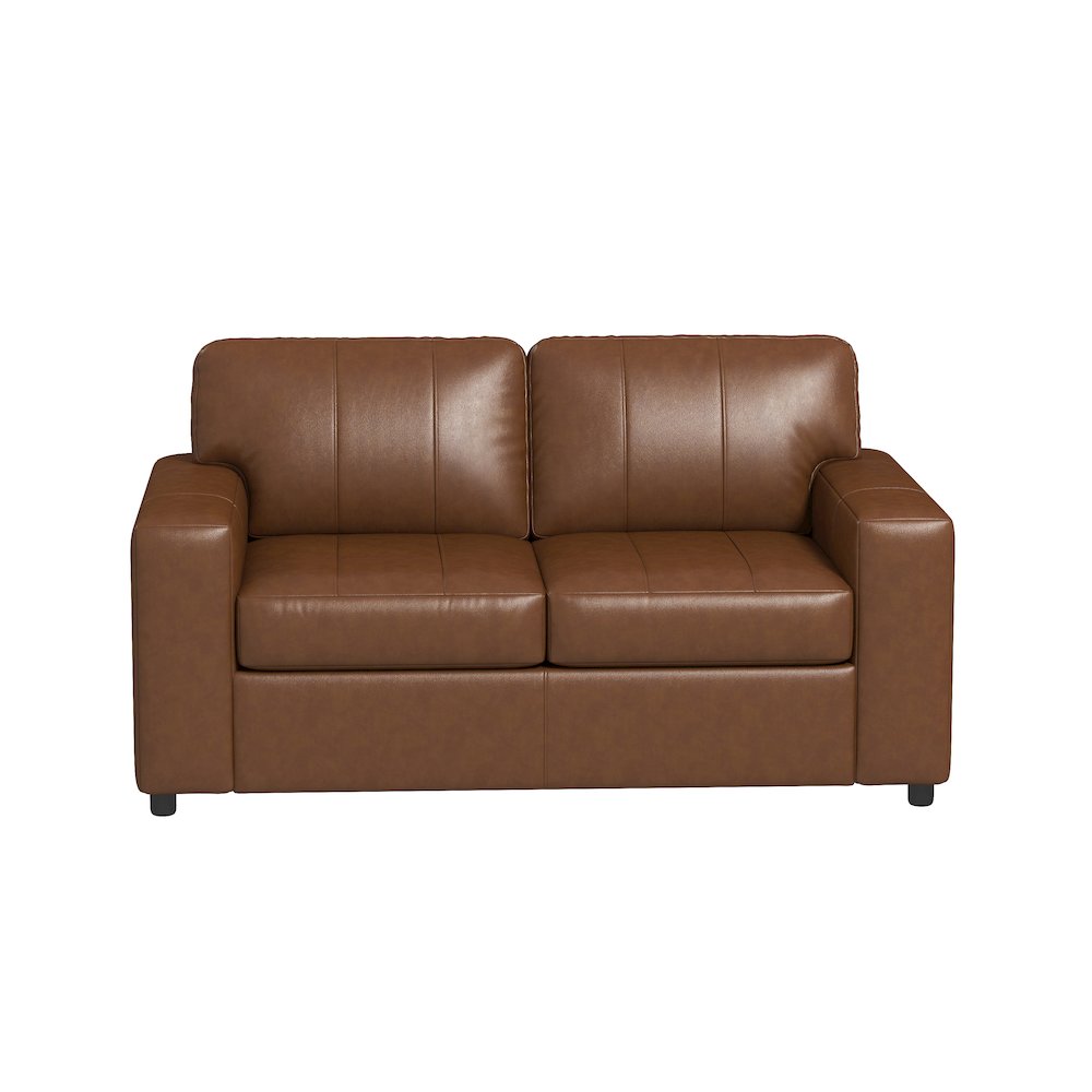 Sakan Leather Upholstered Loveseat, Caramel