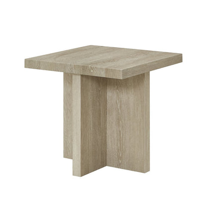 Mchome Square End Table, Nightstand, Oak Finish