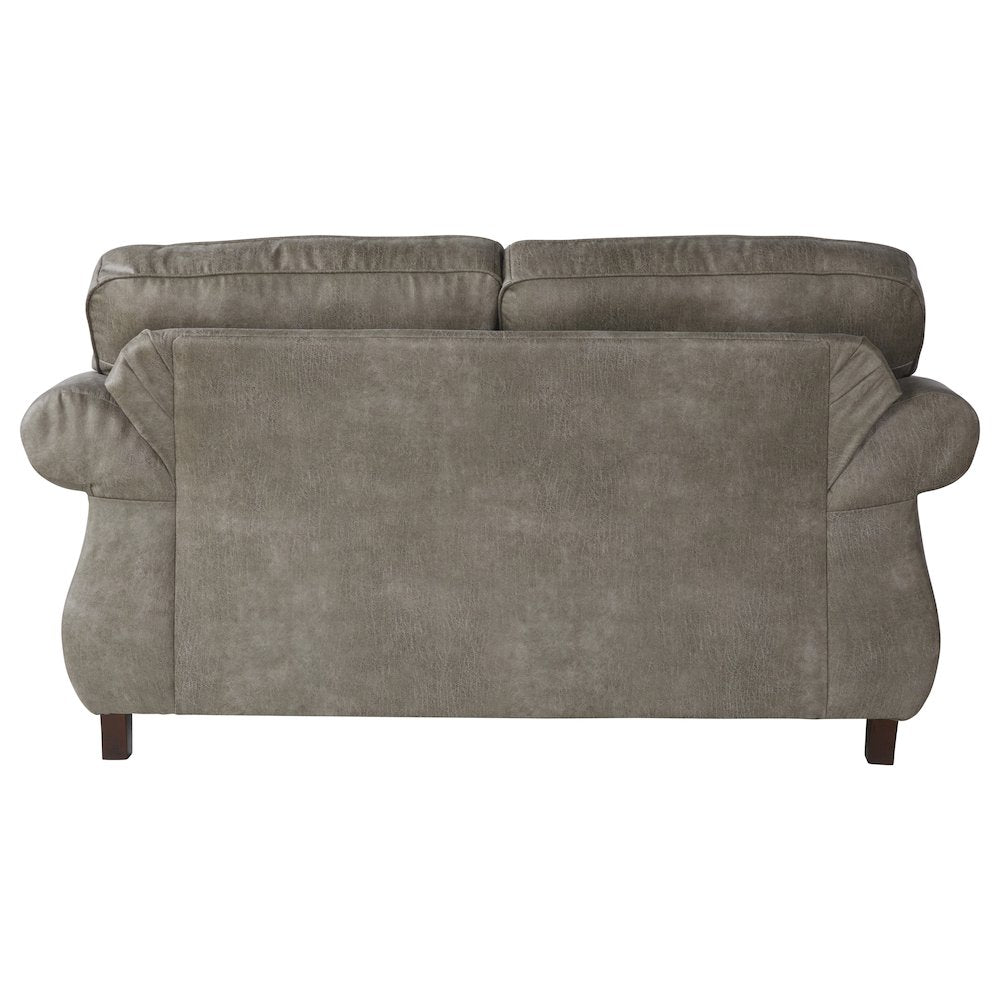 Leinster Faux Leather Upholstered Nailhead Sofa and Loveseat Set in Stone Gray