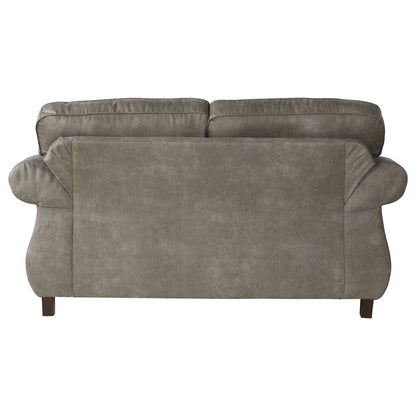 Leinster Faux Leather Upholstered Nailhead Sofa and Loveseat Set in Stone Gray