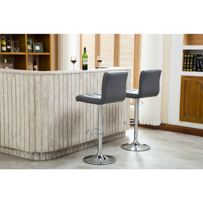 Biscc 2 Swivel Elegant PU Leather Modern Adjustable Hydraulic Barstools, Gray