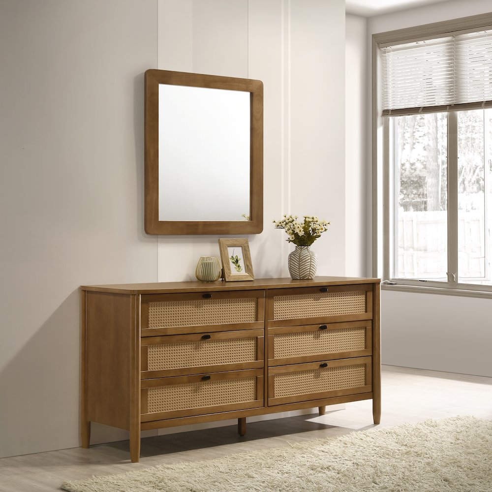 Vichy 4-Pc Bedroom Set with Queen Bed, Dresser, Mirror, Nightstand