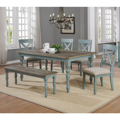 Prato 6-Piece Dining Table Set with Cross Back Chairs and Dining Bench