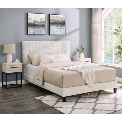 Findlay 3Pc Bedroom Set, Plush 3D Upholstered Bed with 2 Nightstands, Full