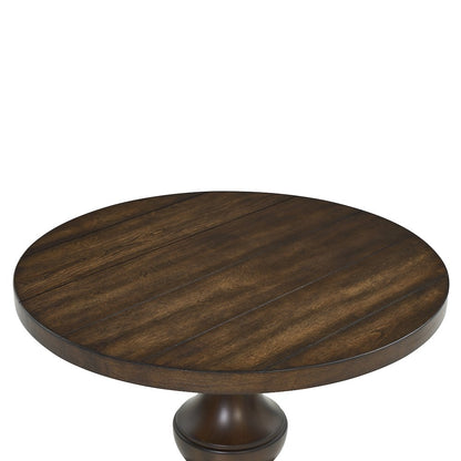 Caesar Traditional Round Pedestal End Table, Espresso